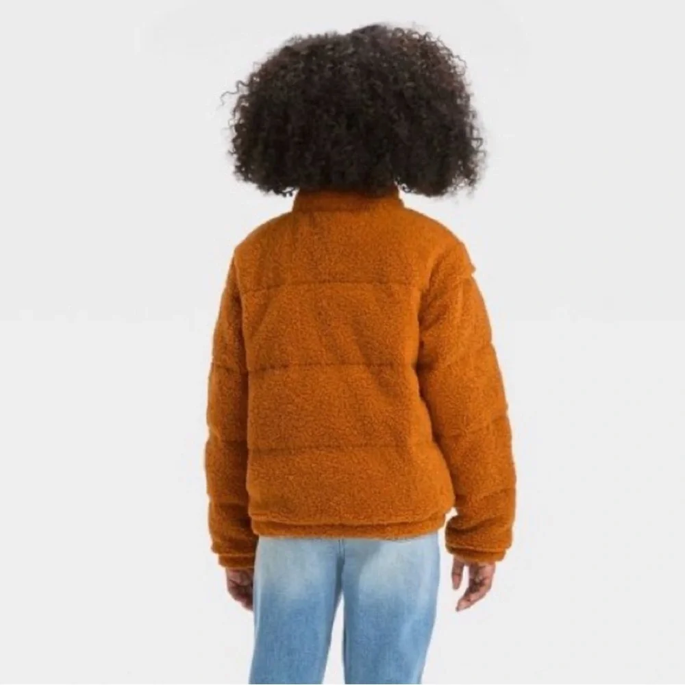 Art Class Orange Sherpa Teddy Jacket Girls L Cozy Zip Up Coat‎ EUC